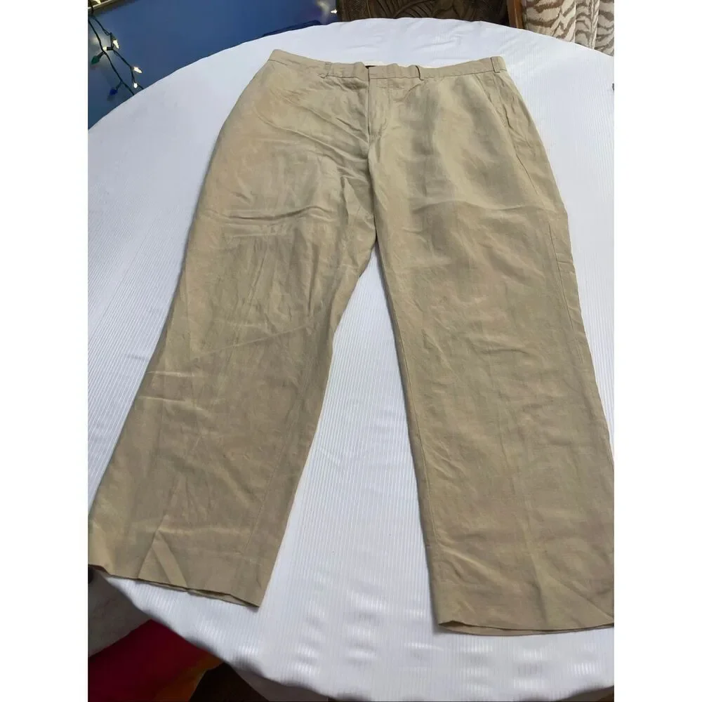 Polo By Ralph Lauren Men’s Vintage Linen Flat Front Pants Size 40 X 30